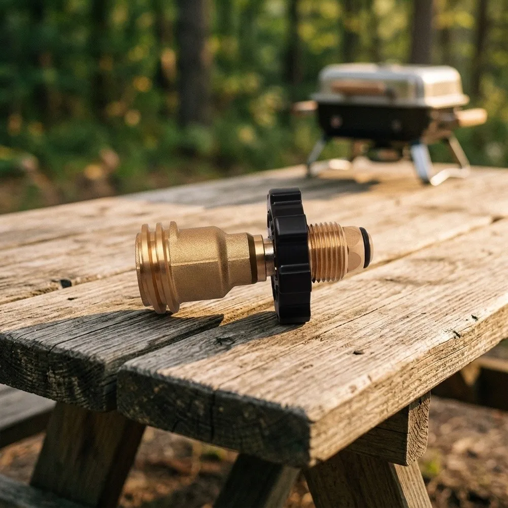 Brass Propane Tank Adapter For Pol To QCC1=Type 1 Connector For Outdoor BBQ Grill Camping Gas Conversion Fitting Safe Leak