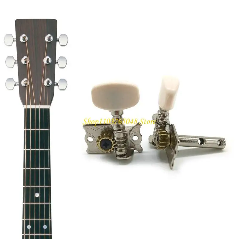 R53E 6x Guitar Tuning Peg for Key Tuners, Round Button 3L 3R Tuning for Key Peg Machi