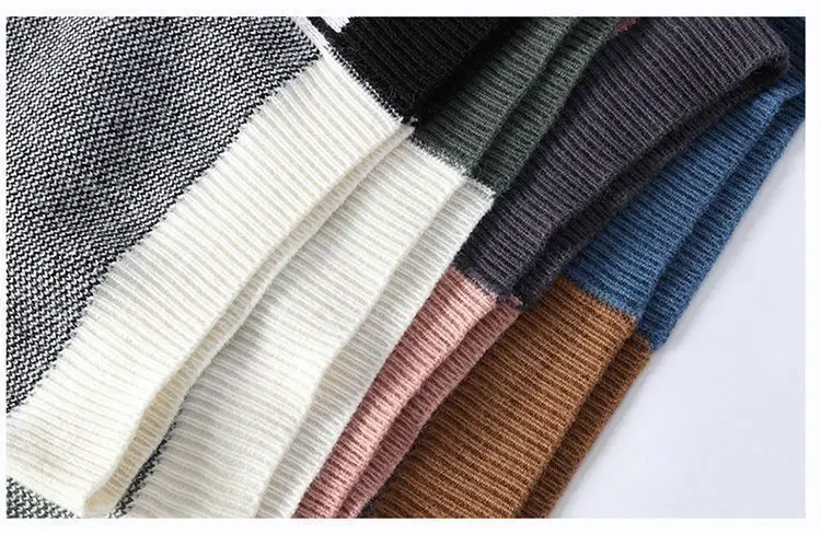 New Causal Sweater Men Warm Half Turtleneck Pullover Knitted Sweater Men Fashion Patchwork Knitting Pullovers Loose Sweaters