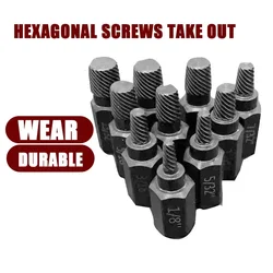 10-piece set Screw and Nut Extractor, Broken Screw Extractor, Hex Bolt Removal Tool Broken Head Screw, Screw Tool