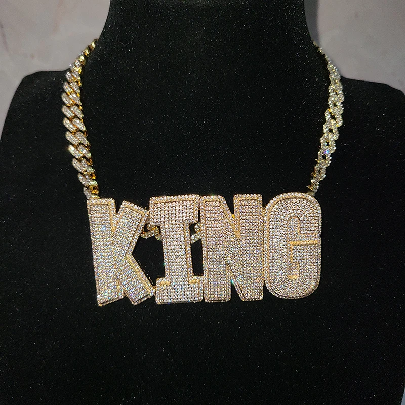 تخصيص رسائل كبيرة طبقة مزدوجة اسم قلادة مع هوك خلفي شخصية جريئة كلمة المختنق مع سلسلة الكوبية الهيب هوب مجوهرات #4
