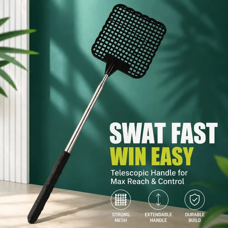 Expandable Fly Swatter Mosquito Killer Stainless Steel Swatting Device Household Indoor Outdoor Pest Control Tool