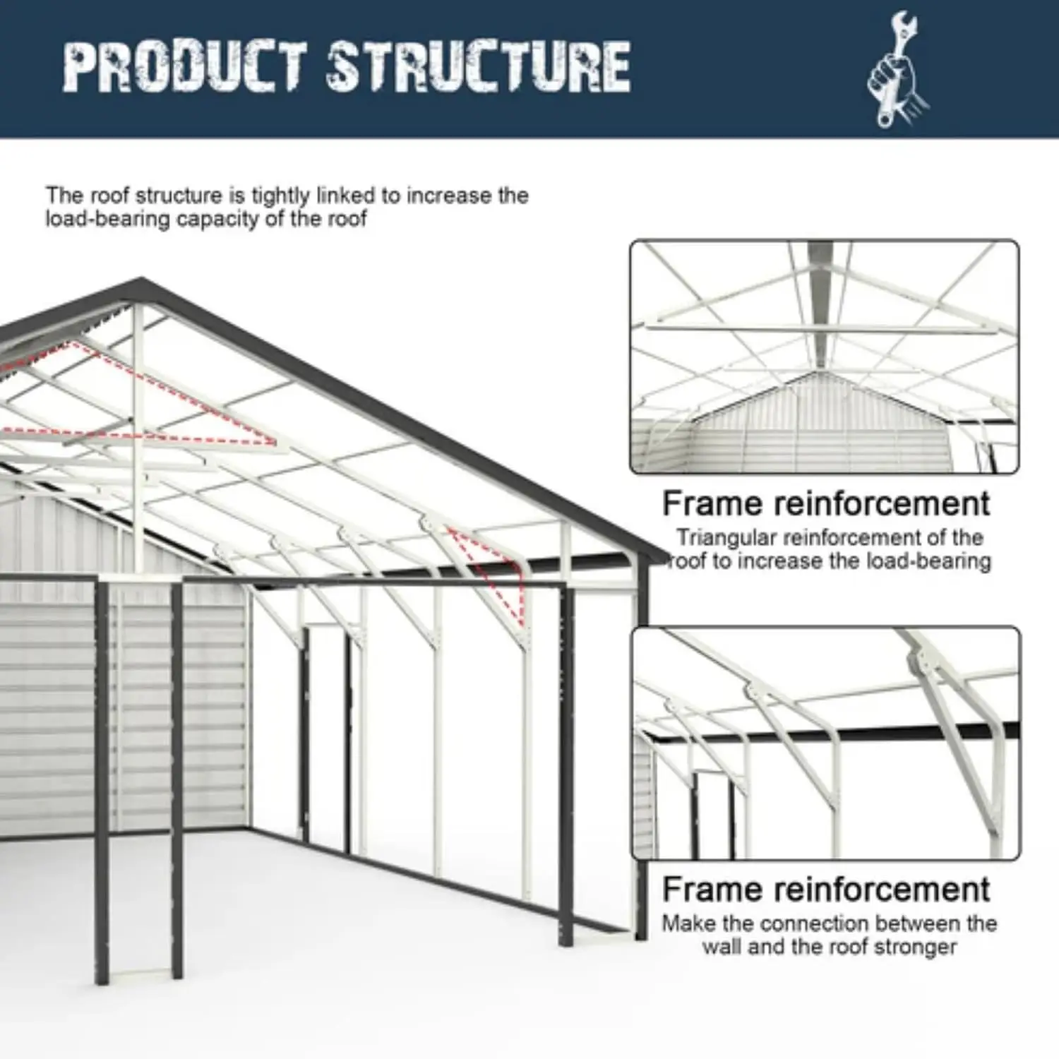 25x33ft Double Garage Metal Shed with Side Entry Door, Customized