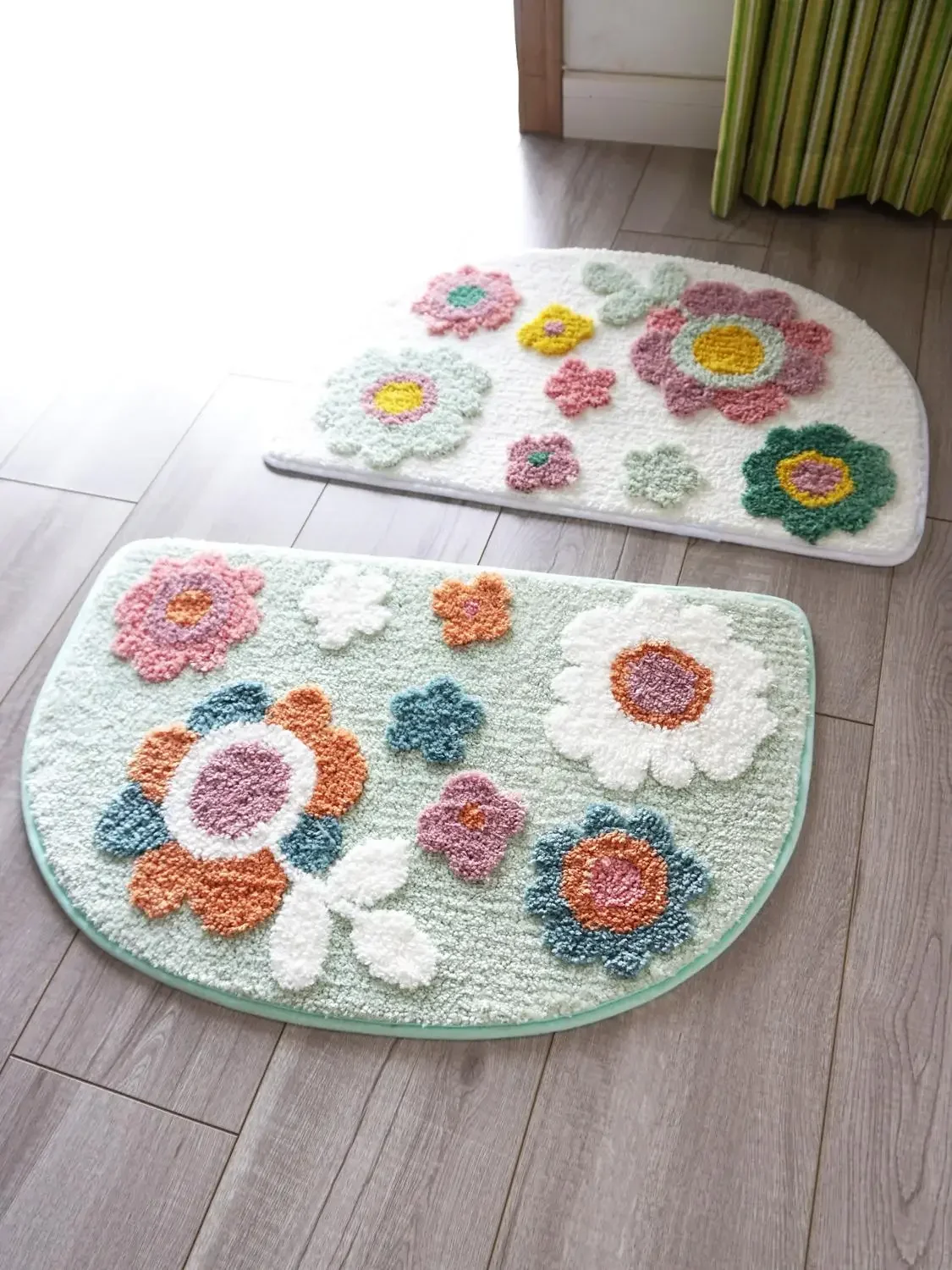 Flower Printed Parlor Bedroom Chair Rugs Toilet Bath Decorate Non-slip Door Bath Mat Carpets for Living Room