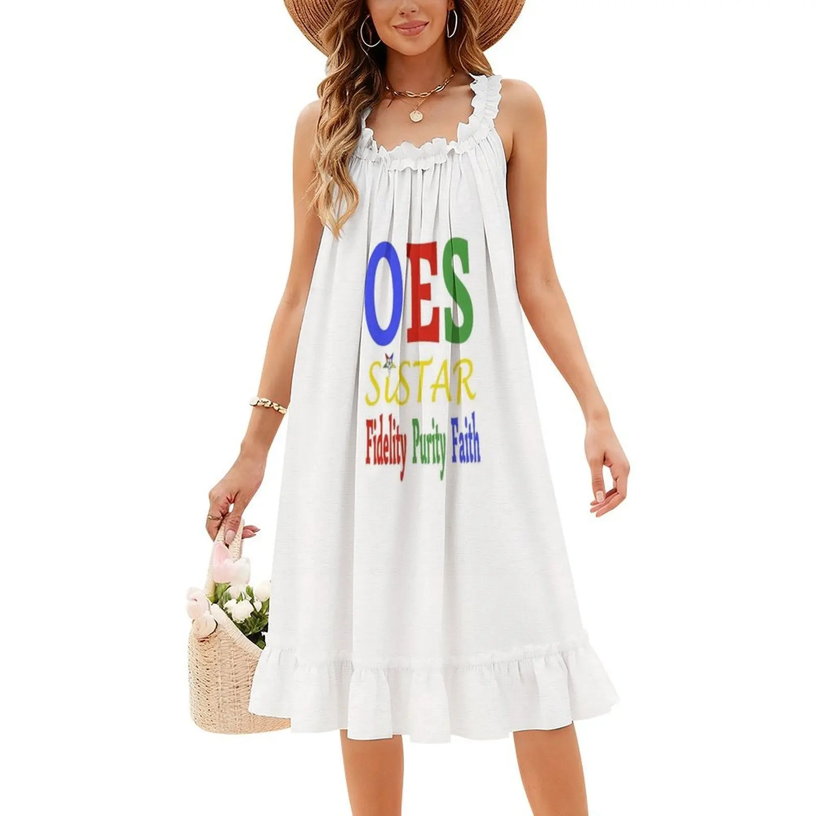Oes Order Of The East Star Logo Sisterhood Fidelity فستان مثير للإجازات للنساء على الشاطئ وحفلات أعياد الميلاد فستان قصير ترتيب