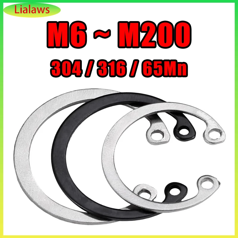 C Type Internal Circlip M6~M200 304/316 Stainless Steel 65Mn Steel Retaining Clip Snap Ring C Type Retaining Ring Clamp Spring