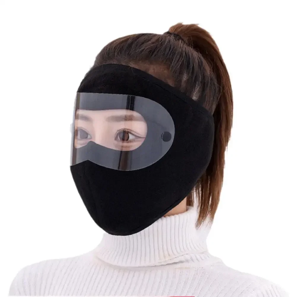 Autumn Winter Warm Mask Polar Fleece With Removable Riding Windproof High-definition Goggles Anti-fog Visor Protection