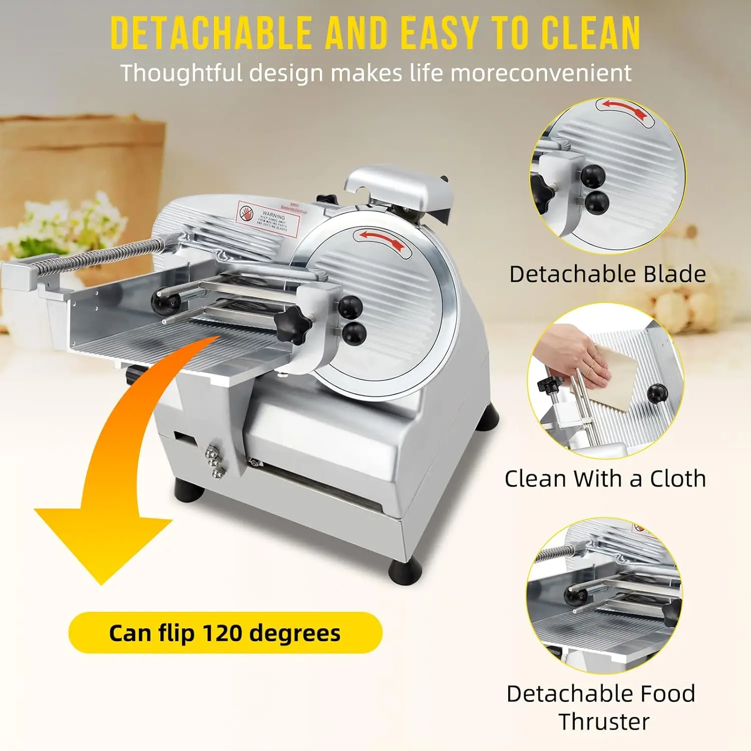 Automatic Meat Slicer,240W+430W Dual Motor Design,Meat Cutter Equipped With Detachable Blades With A Diameter Of 10 inch