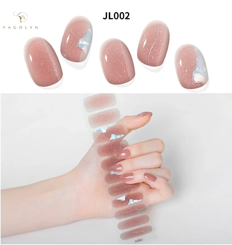 11strips Semi-cured Gel  Nail Stickers Salon Quality Gel Nail Wraps Long Lasting Semicured Gel Strips Nails Sticker for Women