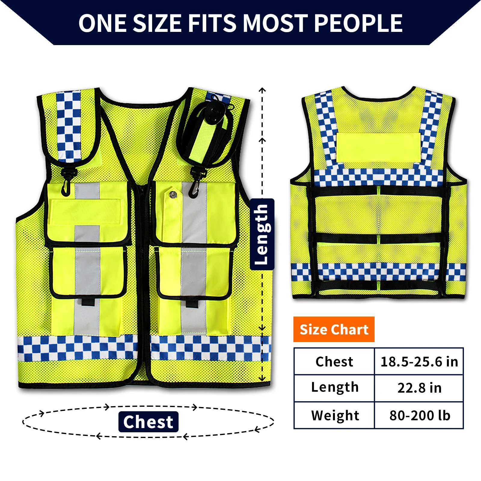 High Visibility Reflective Safety Vest High-Quality Breathable Mesh Large Pocket Police Vest Night Safety Cycling Clothing