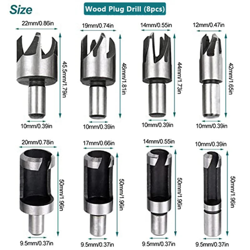 Countersink Woodworking Set 5 Pieces Countersunk Bits Set, 8 Pieces Countersunk Drills for Woodworking, DIY