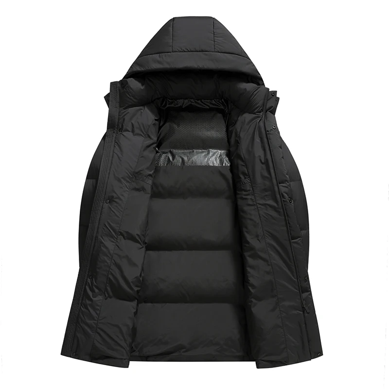 High Quality Winter Warm Men's Long-Length 90% Duck Down Jackets Outwear Casual Solid Color Windproof Thick Puffer Coat Clothing