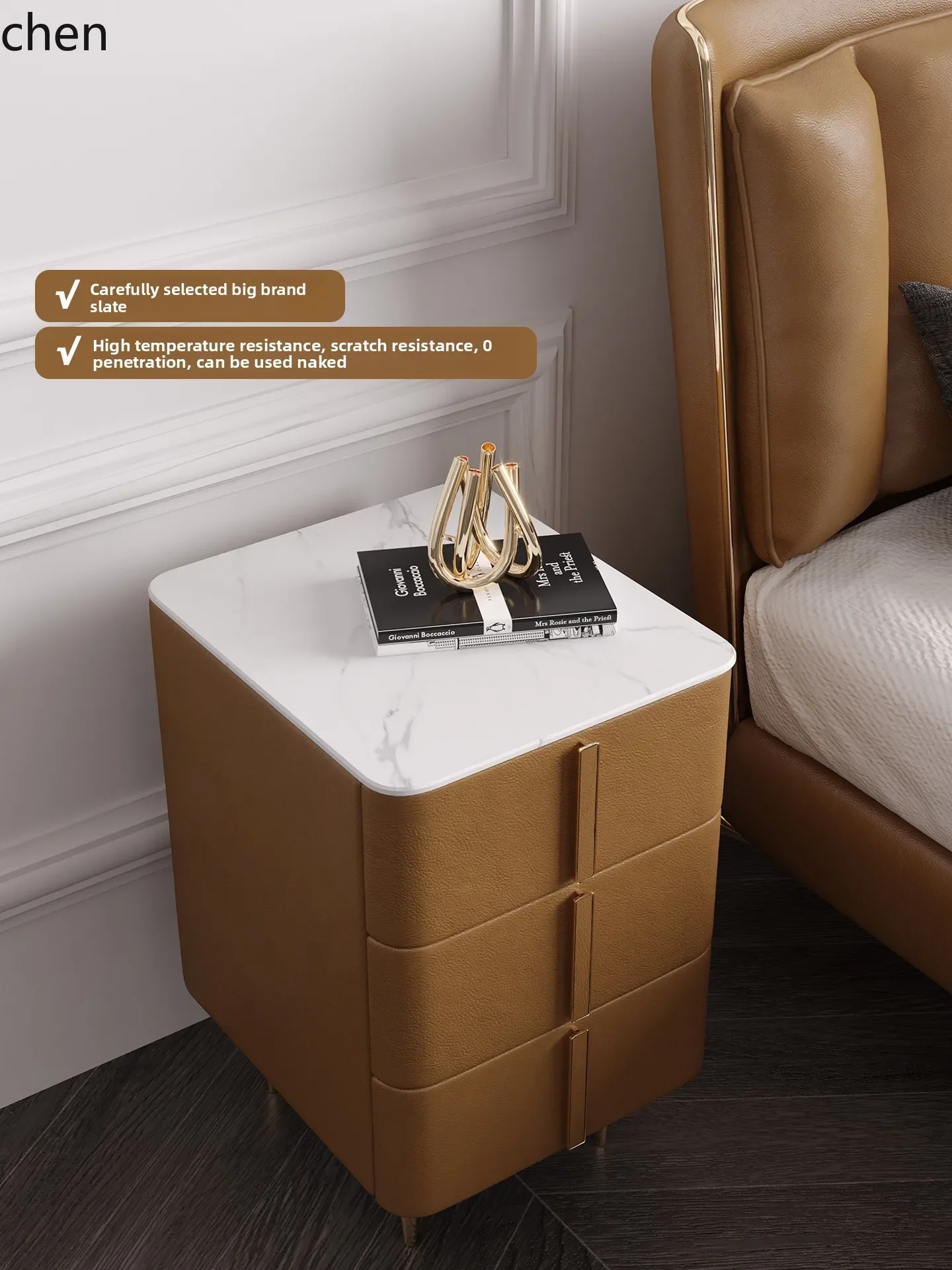 bedside table storage cabinet rock slab rechargeable home decoration accessories
