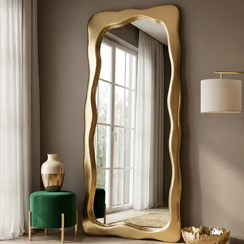 Retro Full Body Floor Mirror Custom Art Full Length Mirror Special Shaped Fitting Mirror for Clothing Store Home Decor