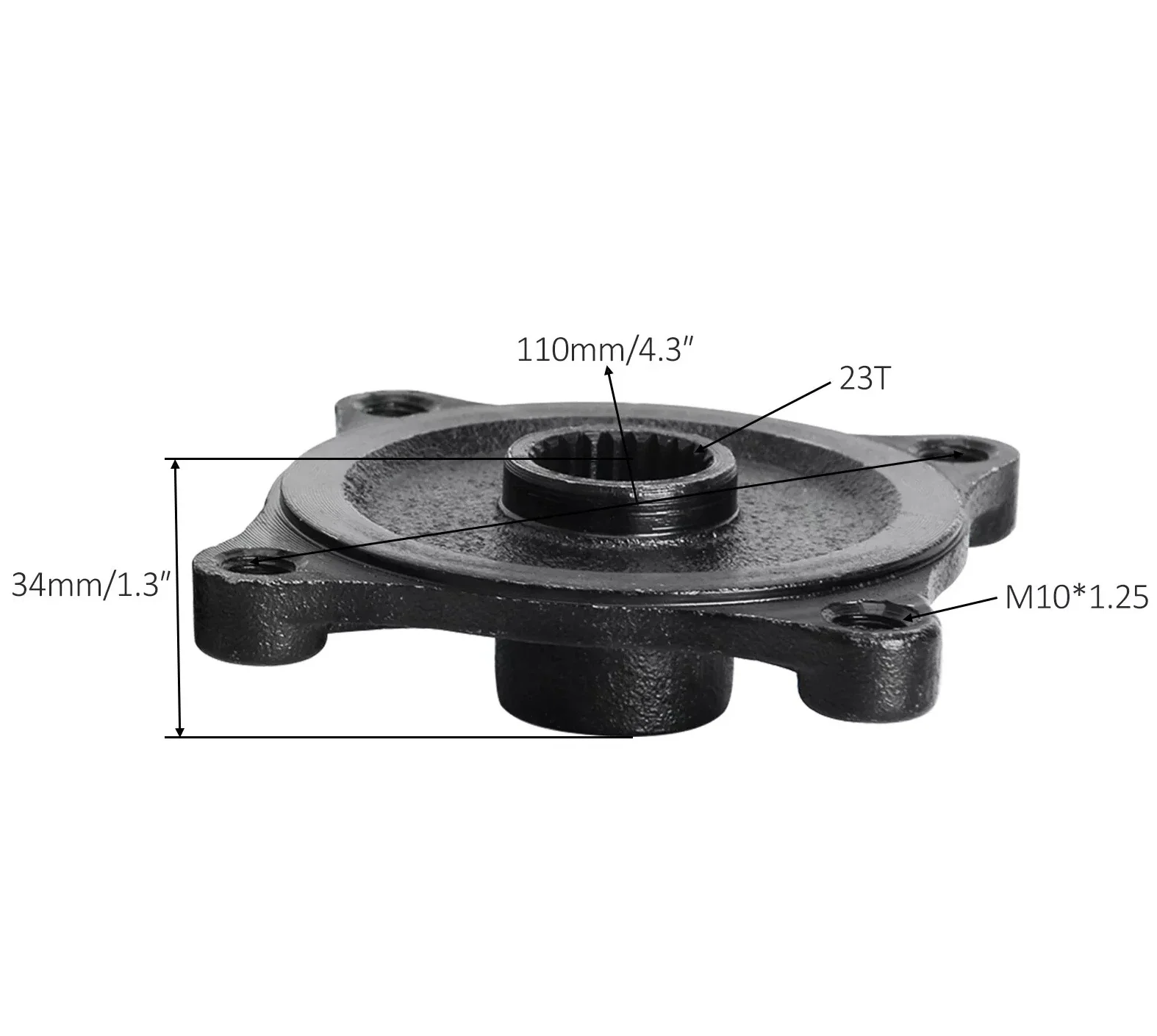 TDRPO Rear Wheel Hubs Pair 23T 4 Stud Hub Rear Axle Wheel Hub Flange 110mm W/ Bolts Go Kart ATV Quad Buggy Accessories - view 3