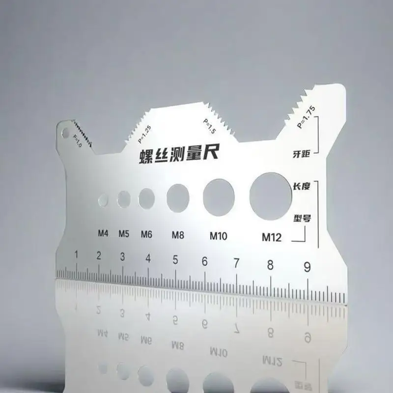 Bolt Sizer Stainless Steel Thread Checker Double-Sided Multifunctional Screw Gauge For Jewelry Electronics Fabrication