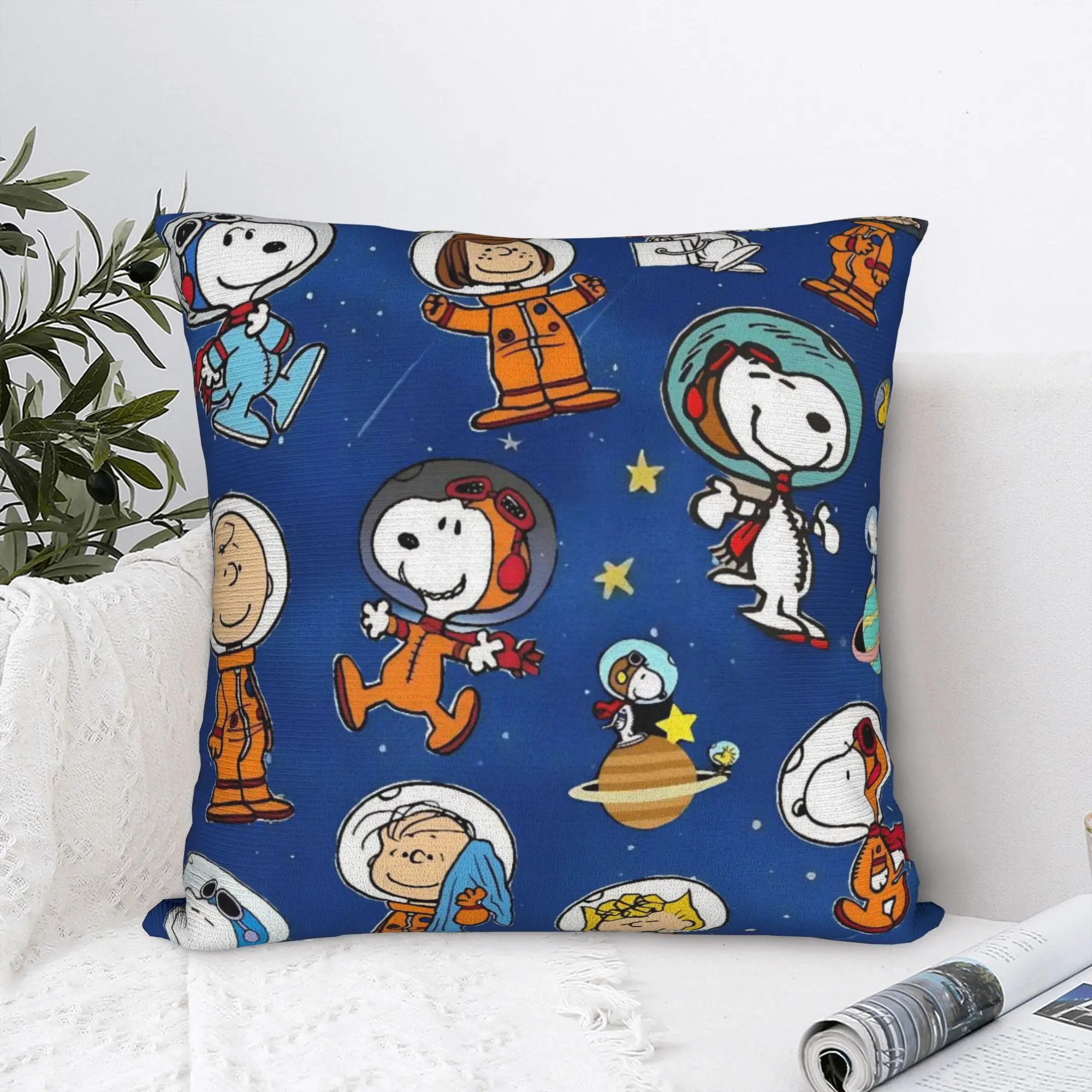 Cartoon Cute S-Snoopys Square Pillow Case  Cushion Covers Awesome Zippered Decorative Pillowcover for Bed 45x45cm