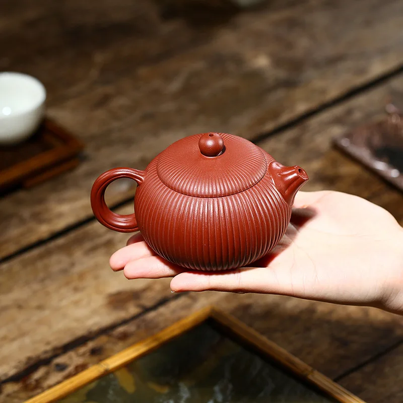 

High Quality Ore Dahongpao Tea Rib Pattern Xi Shi Pot Yixing Handmade Clay Teapot Household Maker