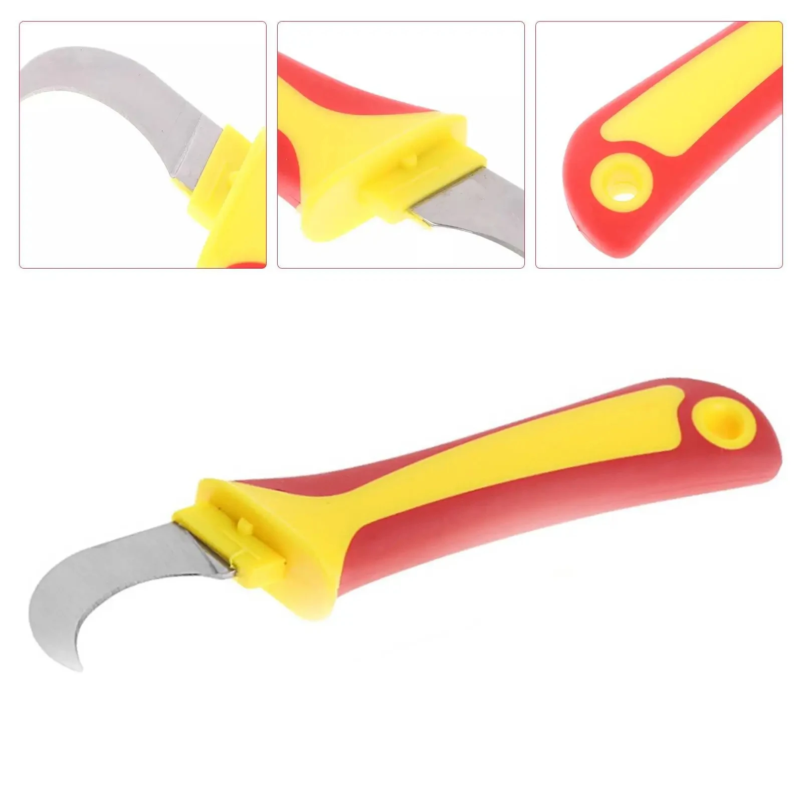 Insulated Knife Electricians Wire Stripper Cable Stripping Snips Straight Curved Blade Rubber Handle Peeling Hand Tool