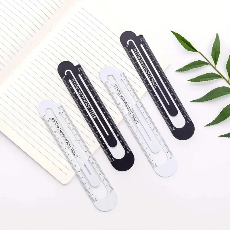 1 Piece/Metal Ruler, Dual Purpose Bookmark Ruler, Black and White Bookmark, Flexible Bookmark for Various Books