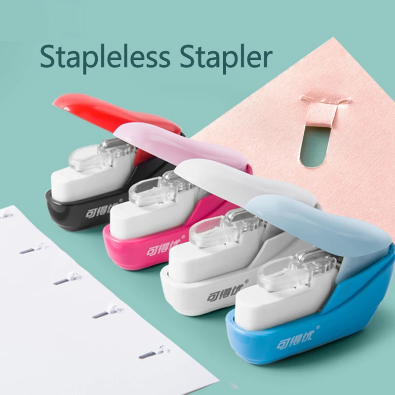【Y】Book Paper Stapling Mini Portable Stapleless Stapler School Office Supplies