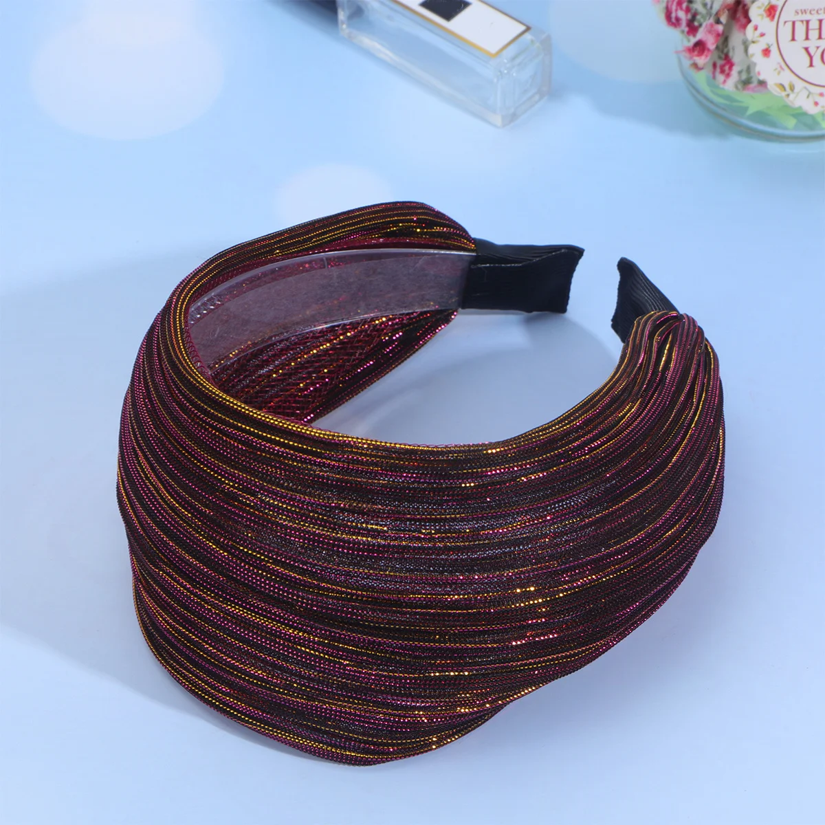 طوق شعر من القماش الأرجواني العريض للنساء، عصابة رأس من الدانتيل، ملابس يومية، هدية اجتماعات الحفلات، إكسسوار شعر بسيط وأنيق، تصميم فريد من نوعه #3