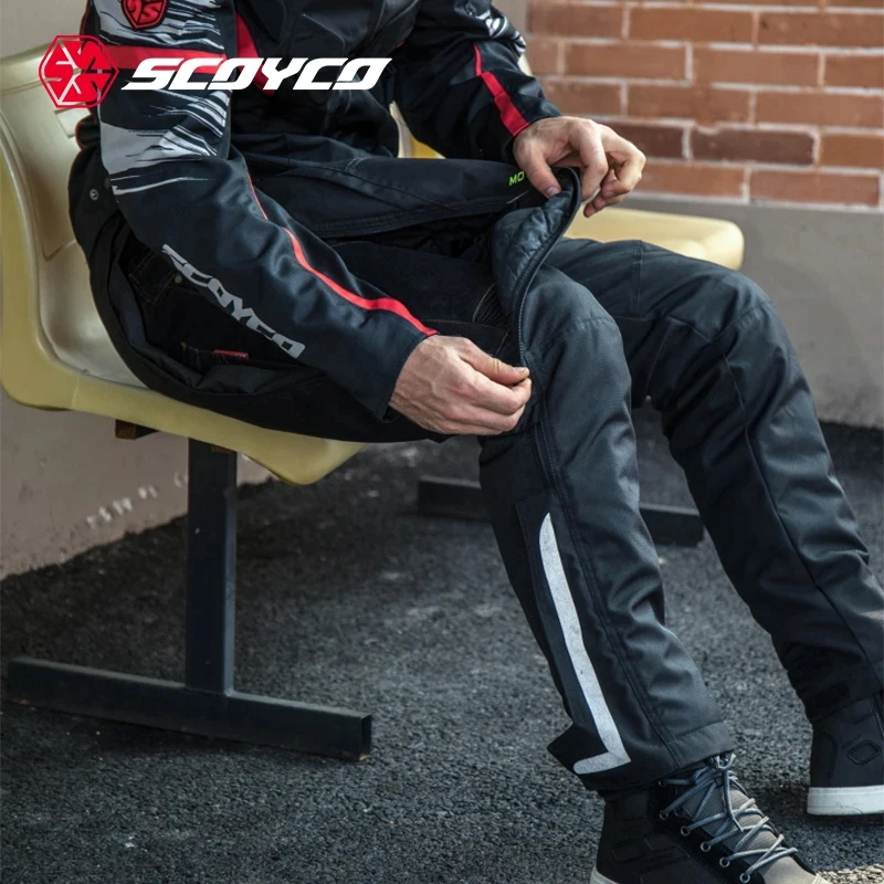 

Мотоциклетные брюки SCOYCO с быстрым снятием, зимние теплые мотобрюки для активного отдыха, MTB, внедорожные, CE, с защитой от падений, быстросъемные
