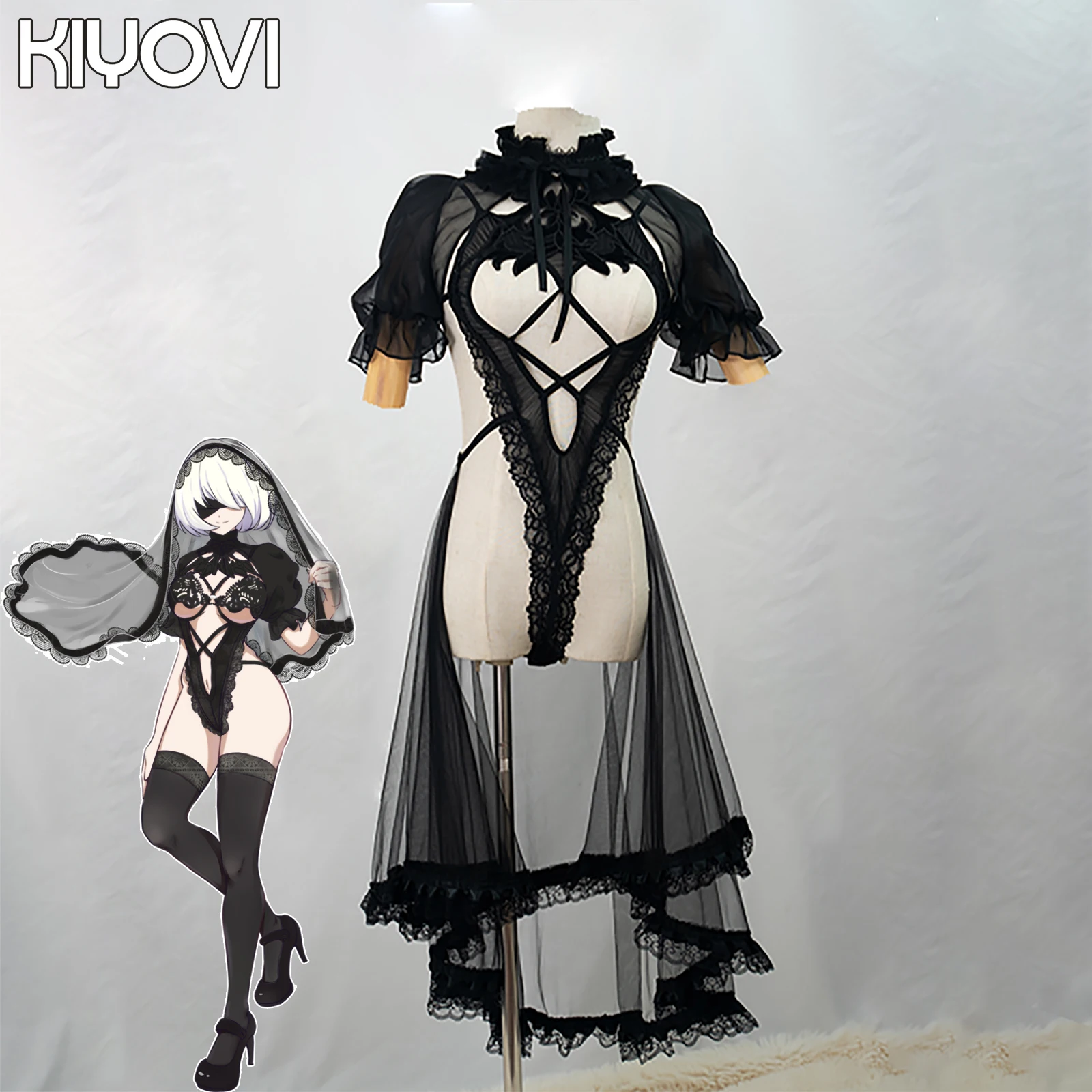 

Cos Anime NieR:Automata 2B COSPLAY Costumes Female Game Clothing Set Cosplay Costumes Black Dress