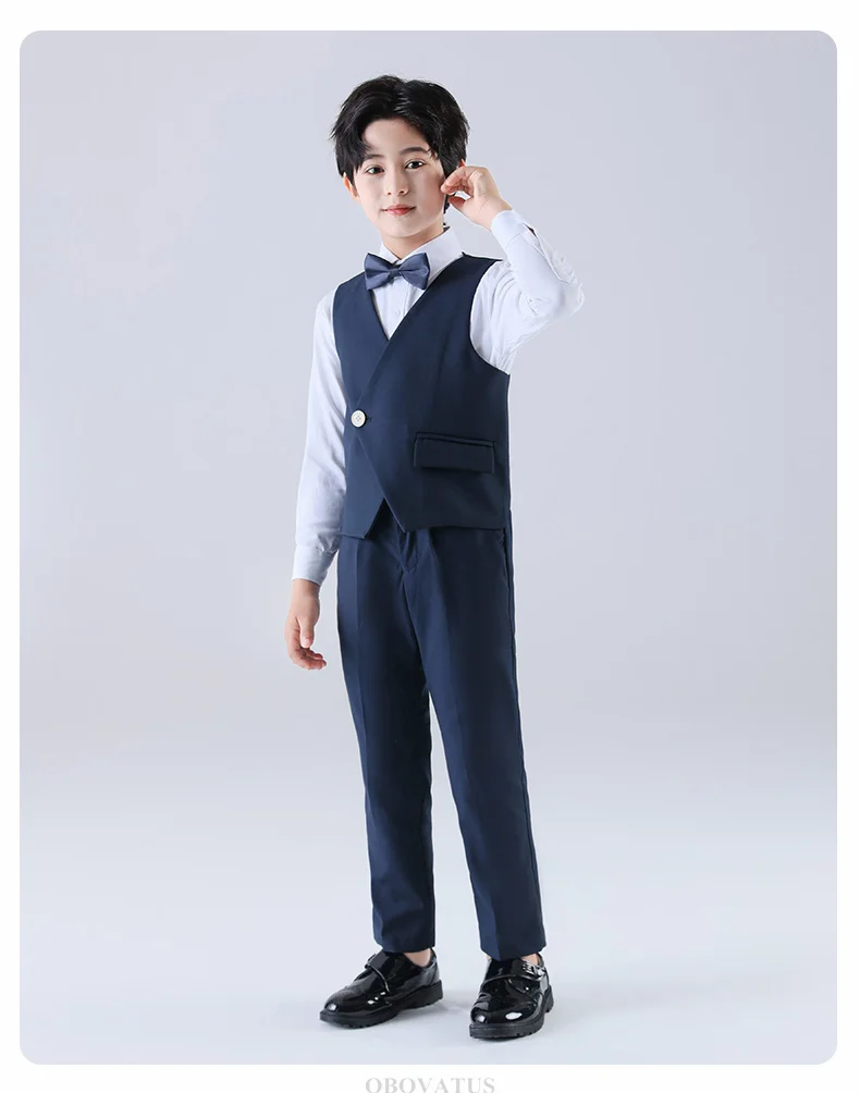 Luxuriöses Kinder-Anzug-Set für Teenager-Jungen, Hochzeit, Party, Jubiläum, Kleidungsset, 4-teilig, Kinder-Schuluniform-Outfit – Detail 4