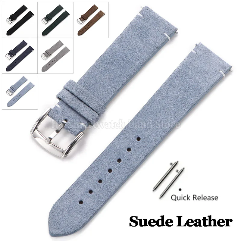 Cinturino per orologio in pelle scamosciata da 20mm 22mm per Seiko per Omega per Rolex cinturino da polso a sgancio rapido cinturino sportivo vintage da uomo