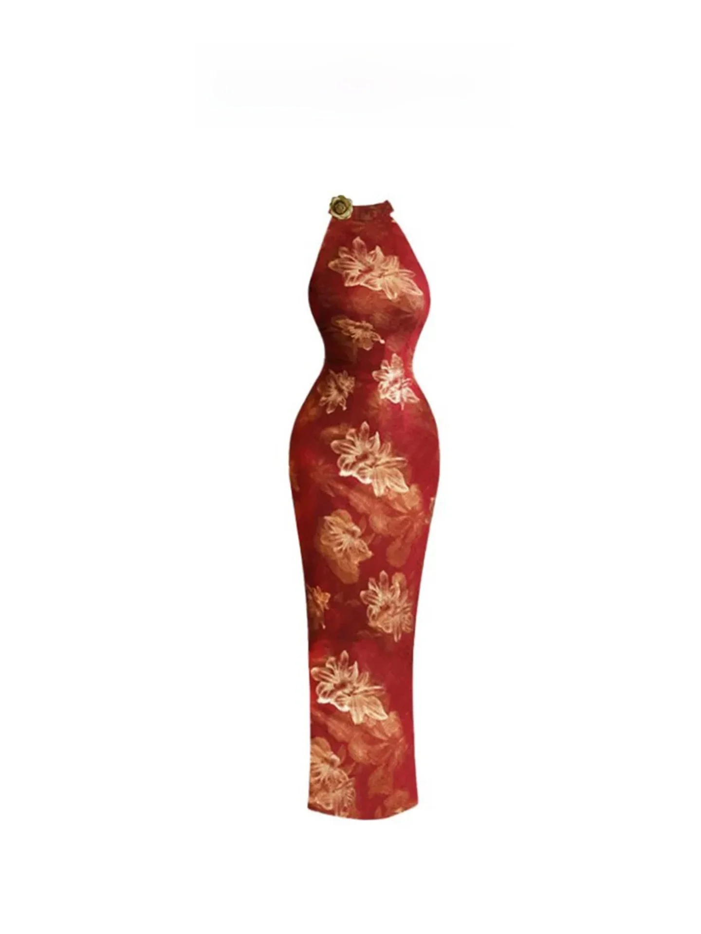 

HEZA Chinese Sle Slim Fit Qipao Dr Women Summer Sexy Spicy Girl Body ape Highlighting Wrap around Skirt Full of Nation...