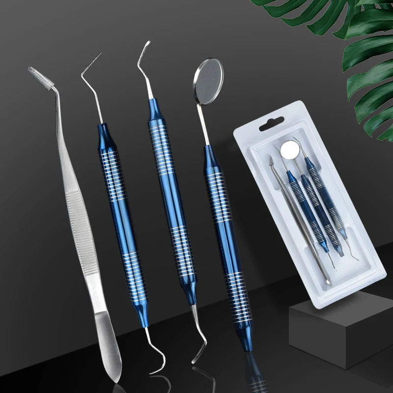 4 Pcs Dental Hygiene Tool Kit Instruments Dentist Tartar Scraper Scaler Calculus Plaque Remover Teeth Cleaning Oral Care Tool