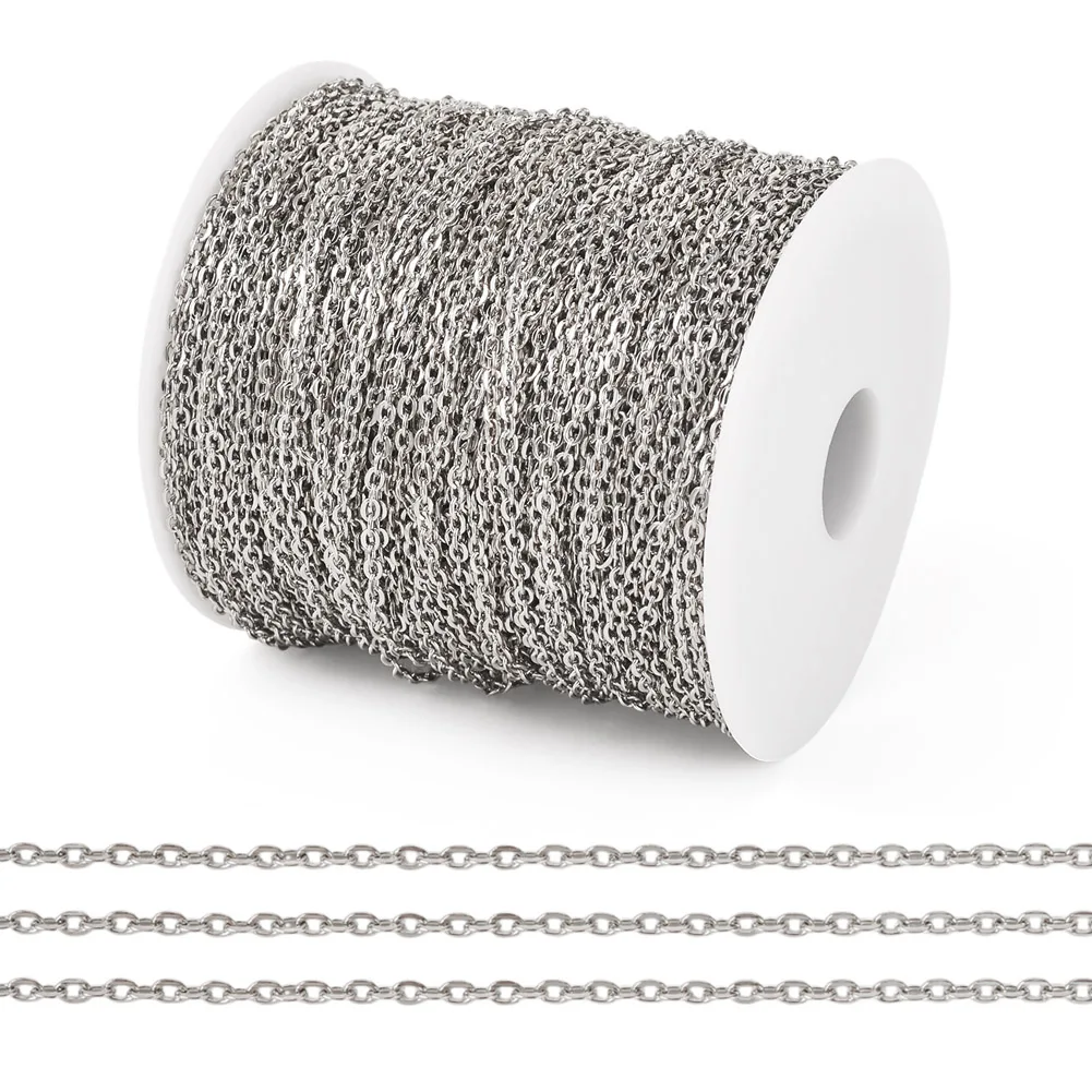100m Iron Link Chain for Bracelets Necklaces Oval Cable Chains Bulk DIY Jewelry Making Decoration Finding