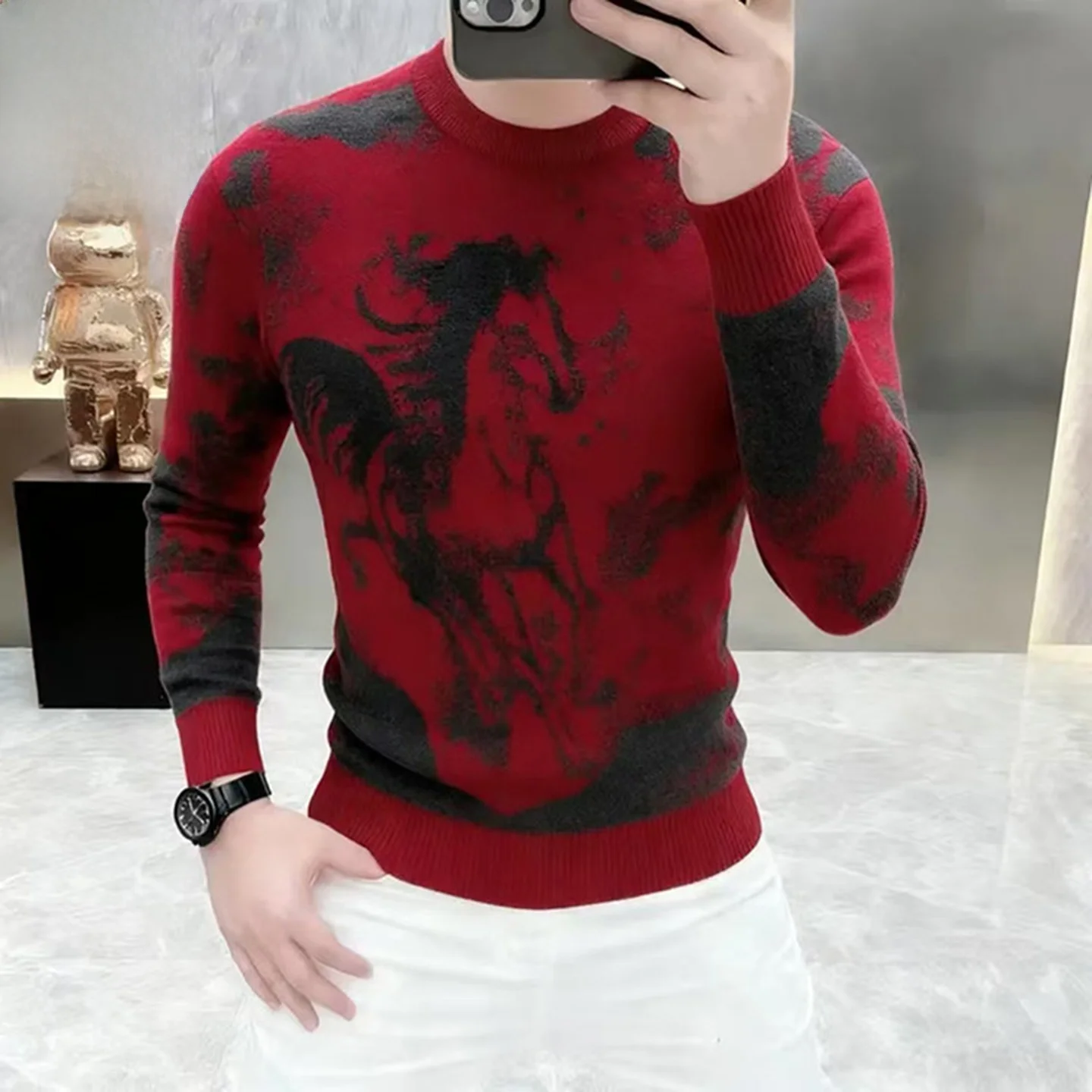 

Legend Paul 2026 New Year Long Sve Knitted Sweater Men's Luxury Lightweight Camere Casual Faion round Ne Sweater