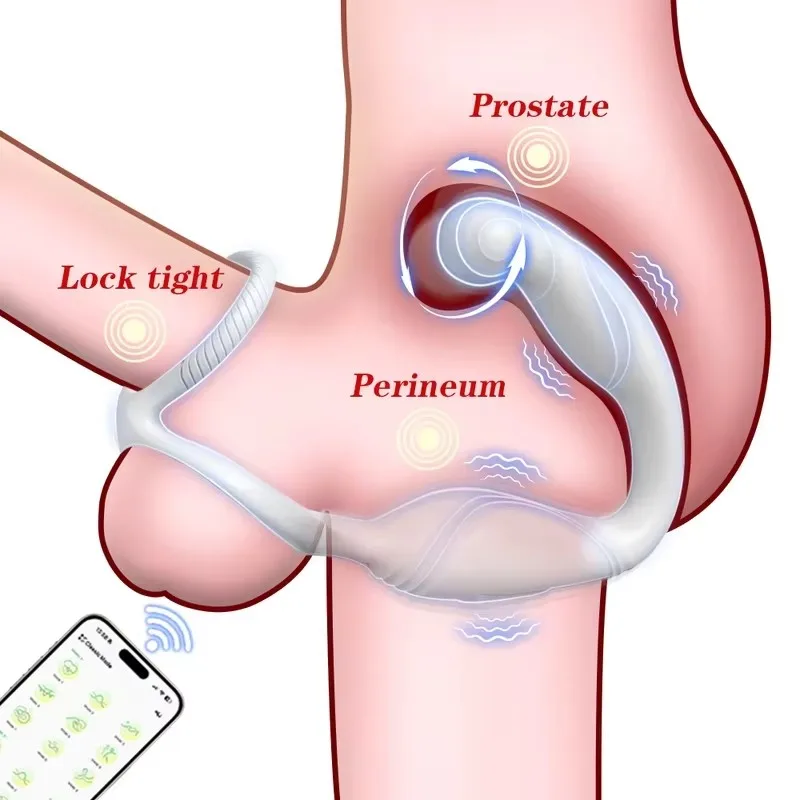 App لعبة الجنس هزاز للرجال جهاز تدليك للبروستاتا المزدوج القضيب الدائري خواتم الديك الشرج تهتز بعقب المكونات الكبار لعبة الشرج للرجال #1