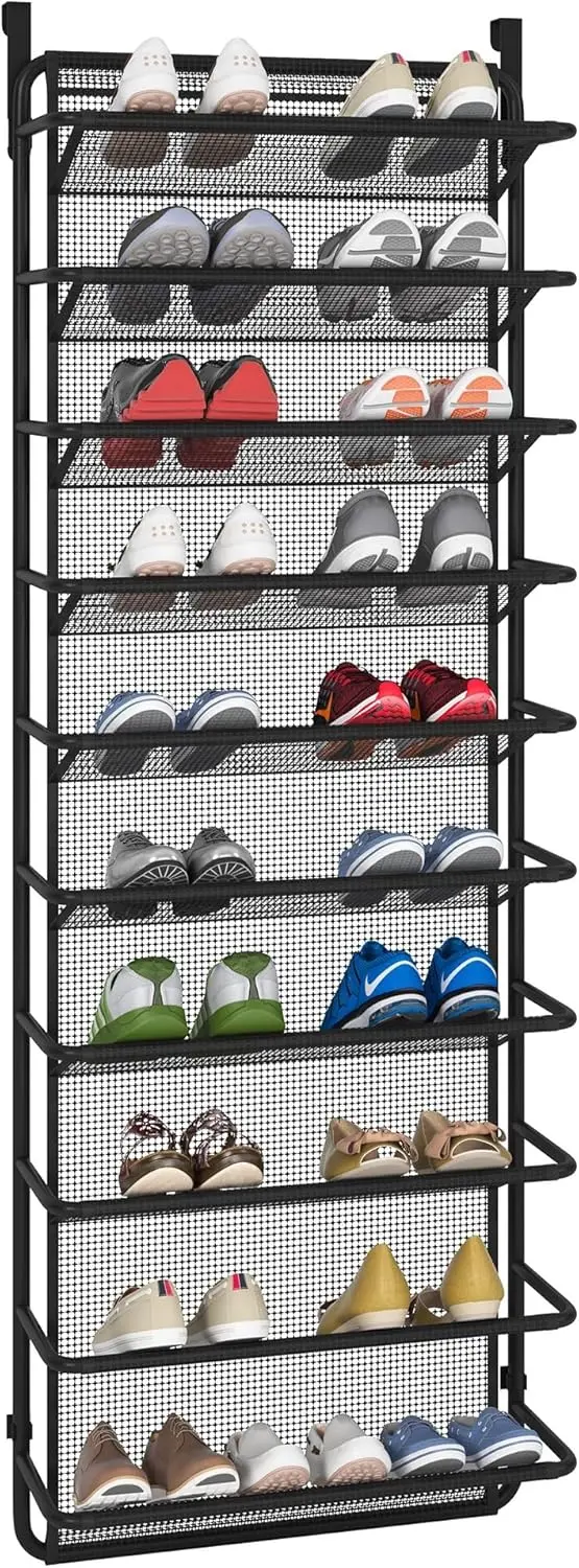 10 Tier Shoe Rack Over The Door Organizer Hanging For Closet Pantry Wall Shelves (Matte White)