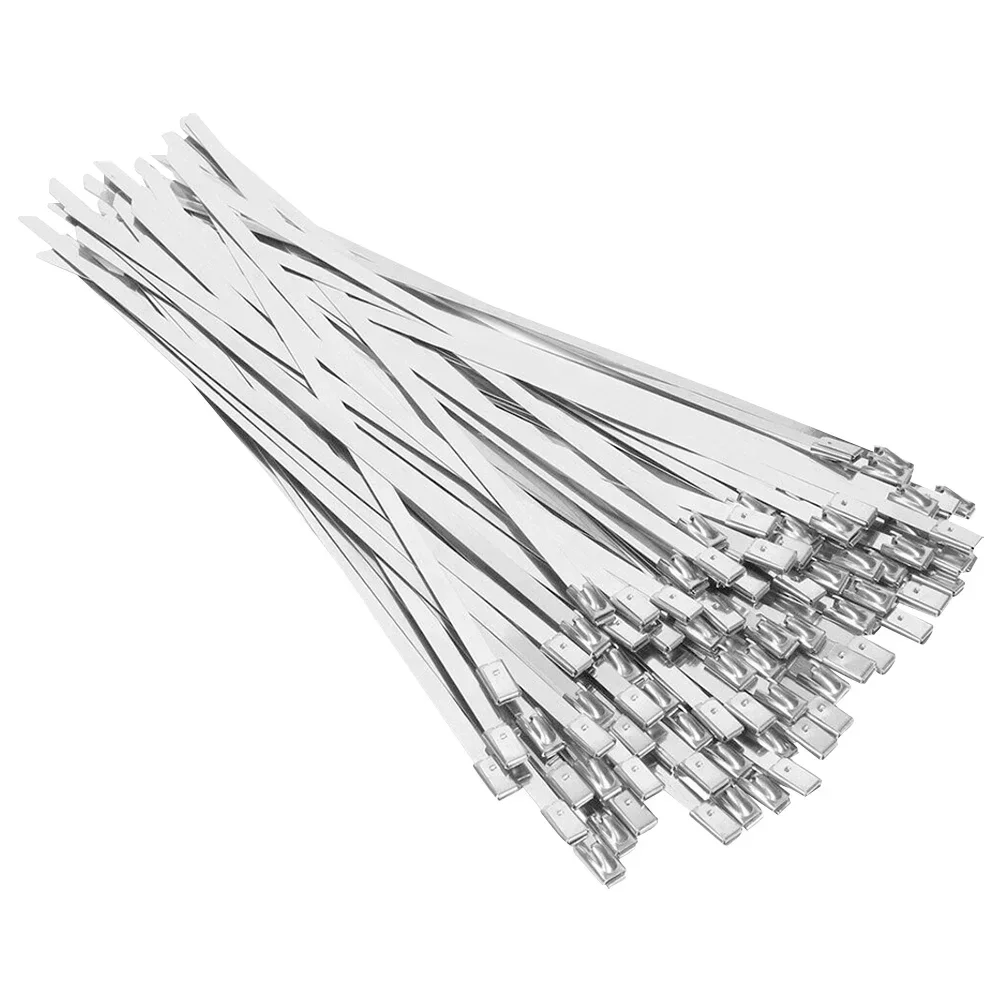 100Pcs Stainless Steel Ties Multi-Purpose Zip Ties Heat Resistant Heavy Duty Steel Band Metal Zip Ties for Farms Outdoor Fence