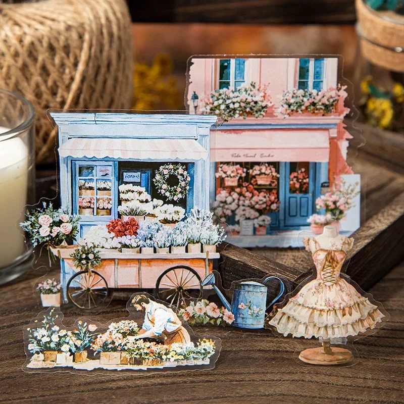 15Pcs Dreamer Characters Floral Sheets Sticker Pack Career Art Scenic Material Base package Scrapbook Handbook 146*90mm