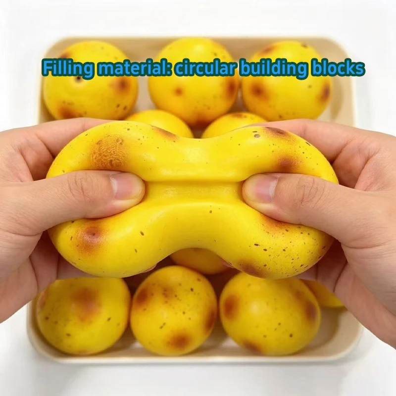 Potato Squeeze Stress Reliever Crunch Sound Slow Rebound Squishy Hand Ball Filled With Round Blocks Fidget For Anxiety Relief