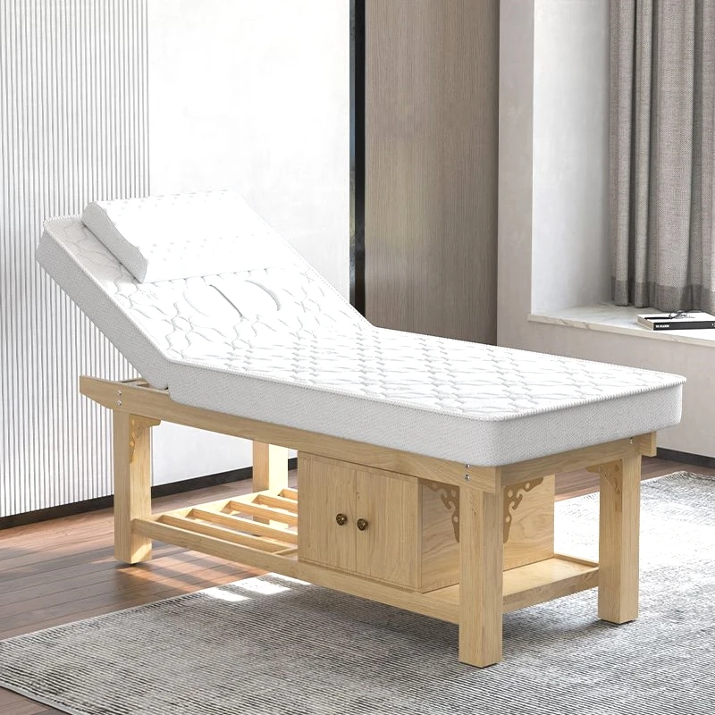 Solid wood beauty massage massage bed with chest hole TCM tattoo embroidery weight loss ear physiotherapy hospital special