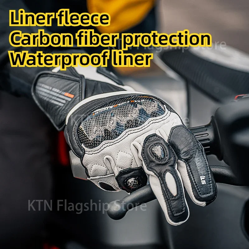 Leather motorcycle Star Rider Men's windproof motorcycle gloves Gloves touch screen long version dirt bike racing