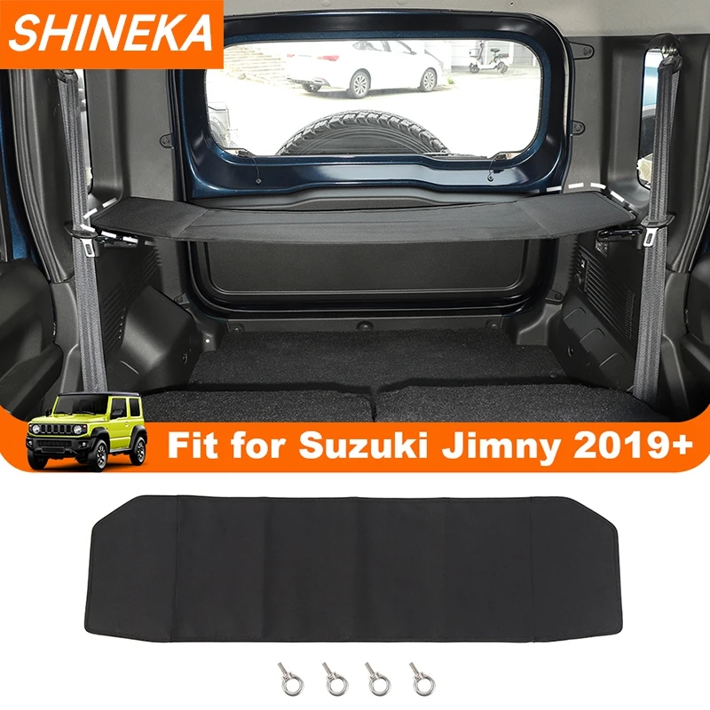 SHINEKA Rear Trunk Curtain Cover Storage Bag Net Organizer for Suzuki Jimny 4 Door 2019 Up Stowing Tidying Interior Accessories