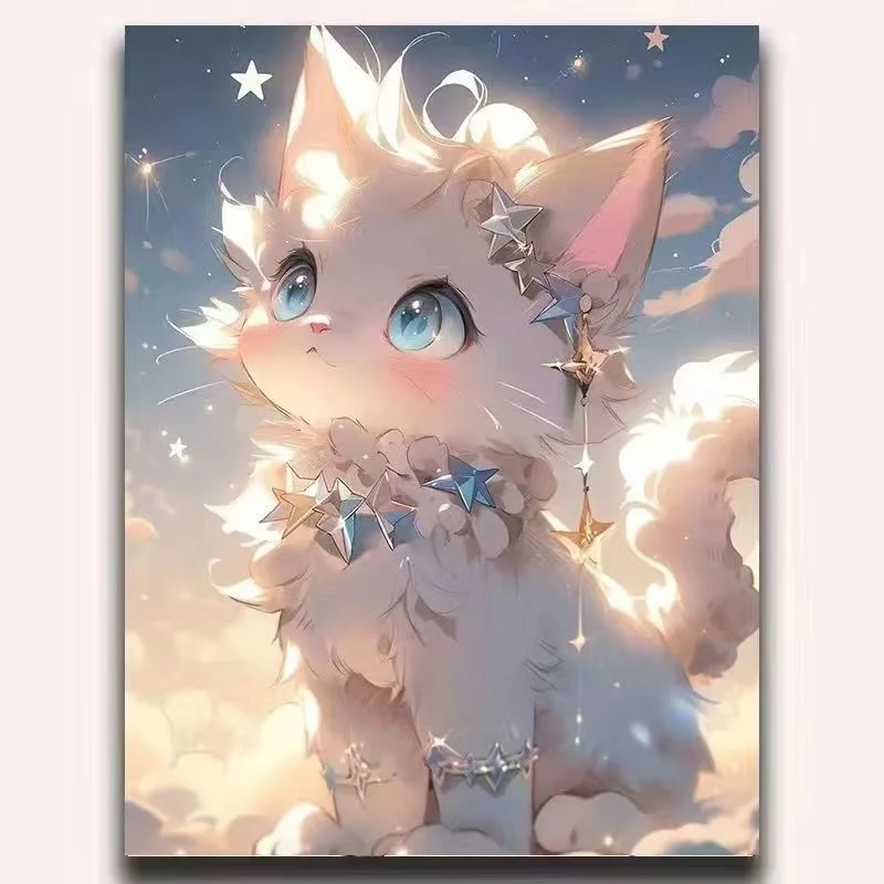 Anime Cat LED Light Painting Night Lamp Led Lamp Photo Frame Animal Landscape Bedside Decoration Tricolor Picture Christmas Gift