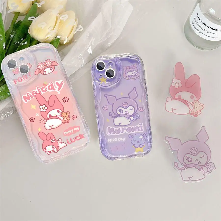 Sanrio Kuromi Melody Holder Chain Case For Vivo Y53 Y21 Y33S Y15S Y22S y17s Y100 Y02S Y76 Y36 Y30 Y35 V15 V30 V29 V23 V27 E Pro