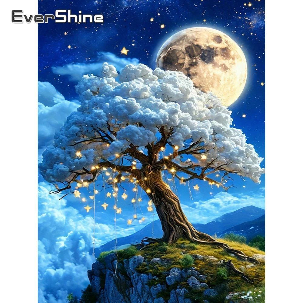 Evershine Vollbohrer Diamant Malerei Baum Stickerei Landschaft Bild von Strass Mosaik Mond Home Dekoration