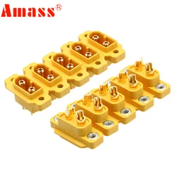 5/10 pcs AMASS XT60E-M Male plug Screws Lipo battery mountable connector Brass Gold plated For RC Models Multicopter