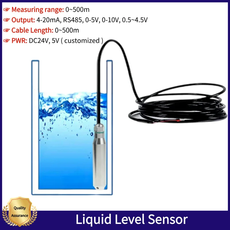 0-10V Output Quality Oil Water Level Sensor DC24V Hydrostatic Liquid Level Transmitter Probe Liquid Level Meter