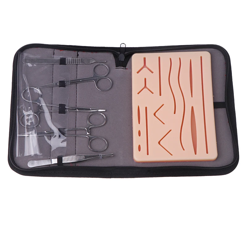 Wound Skin Practice Pad Suture Training Kit Surgery Bra Set Seams Surgical Thread Needles Scissors Suture Material Surgeon Kit