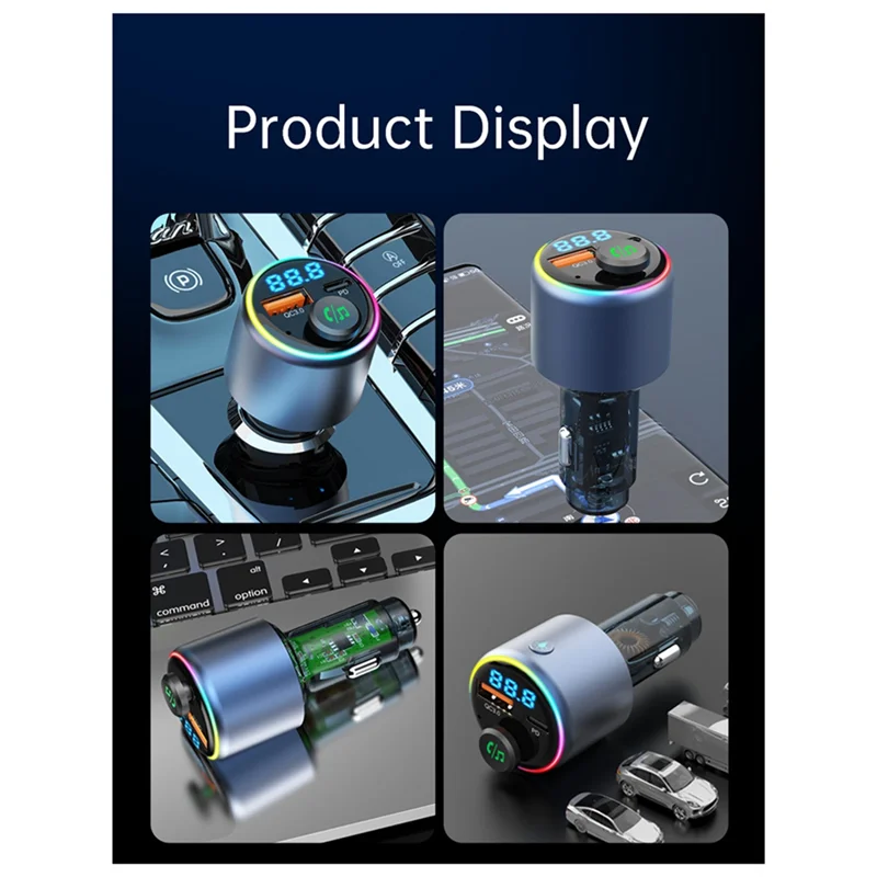 CS-BC89 Car Fast Charging 5.3 Bluetooth MP3 Player FM Transmitter QC18W Charger PD30W Translucent