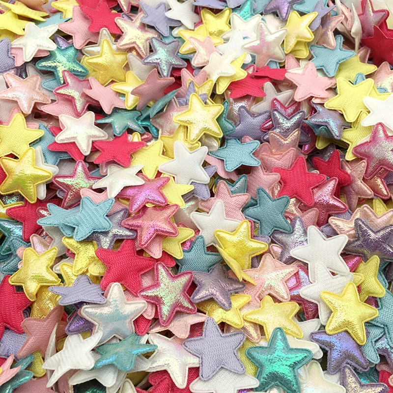 100Pcs 25mm Laser Padded Glitter Cloth Stars Appliques for DIY  Clothes Sewing Patches Handmade Headwear Hair Clips Accessories